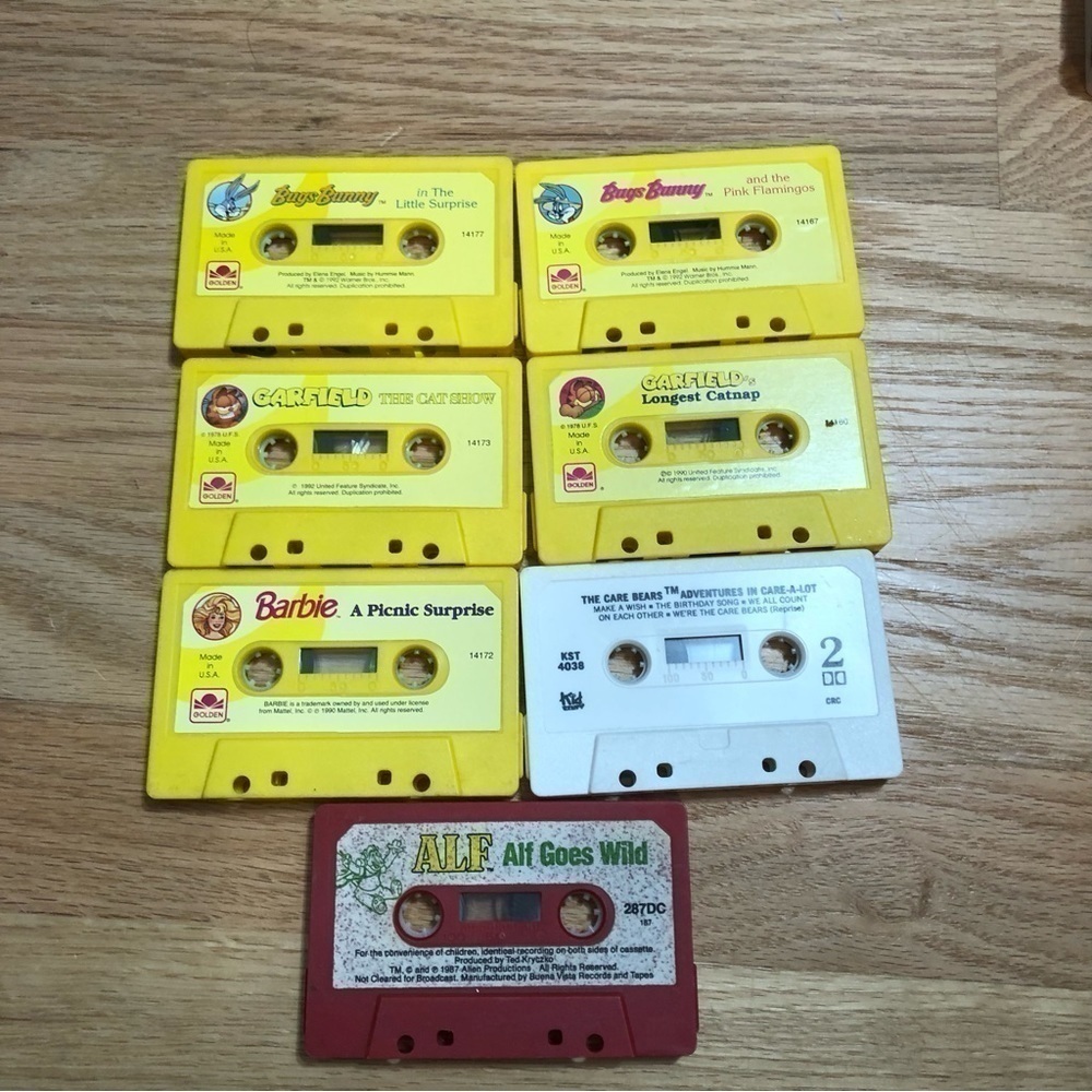Vintage Cassette Tape Lot Kids Children’s Bugs Bunny Garfield Barbie Care Bears